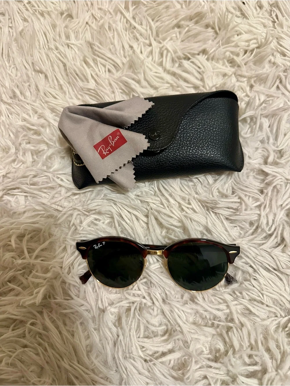 Ray-Ban ClubRound Sunglasses in Tortoiseshell and Gold with Green Lenses